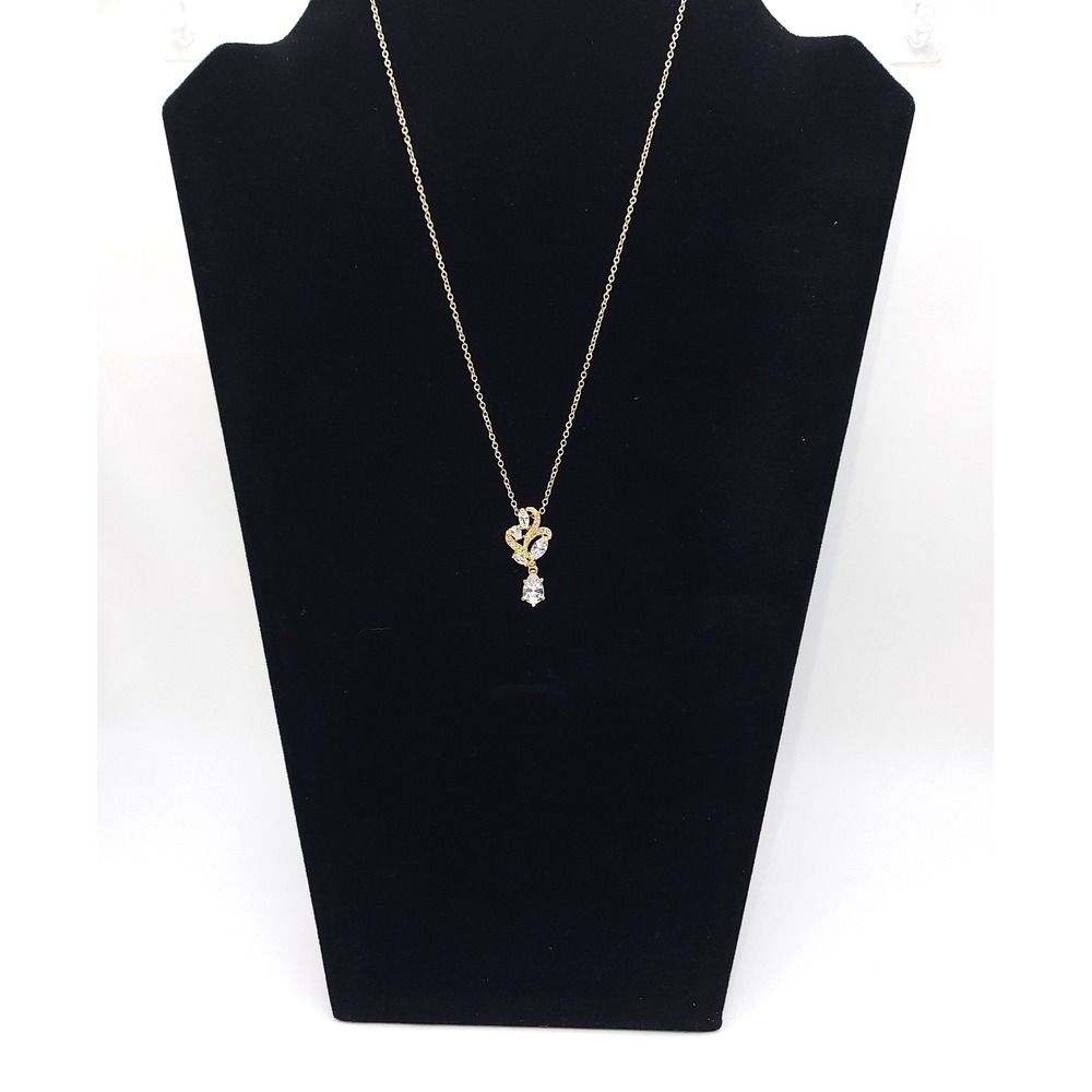 Gold Floral Cubic Zirconia Pendant Necklace Bridal Style